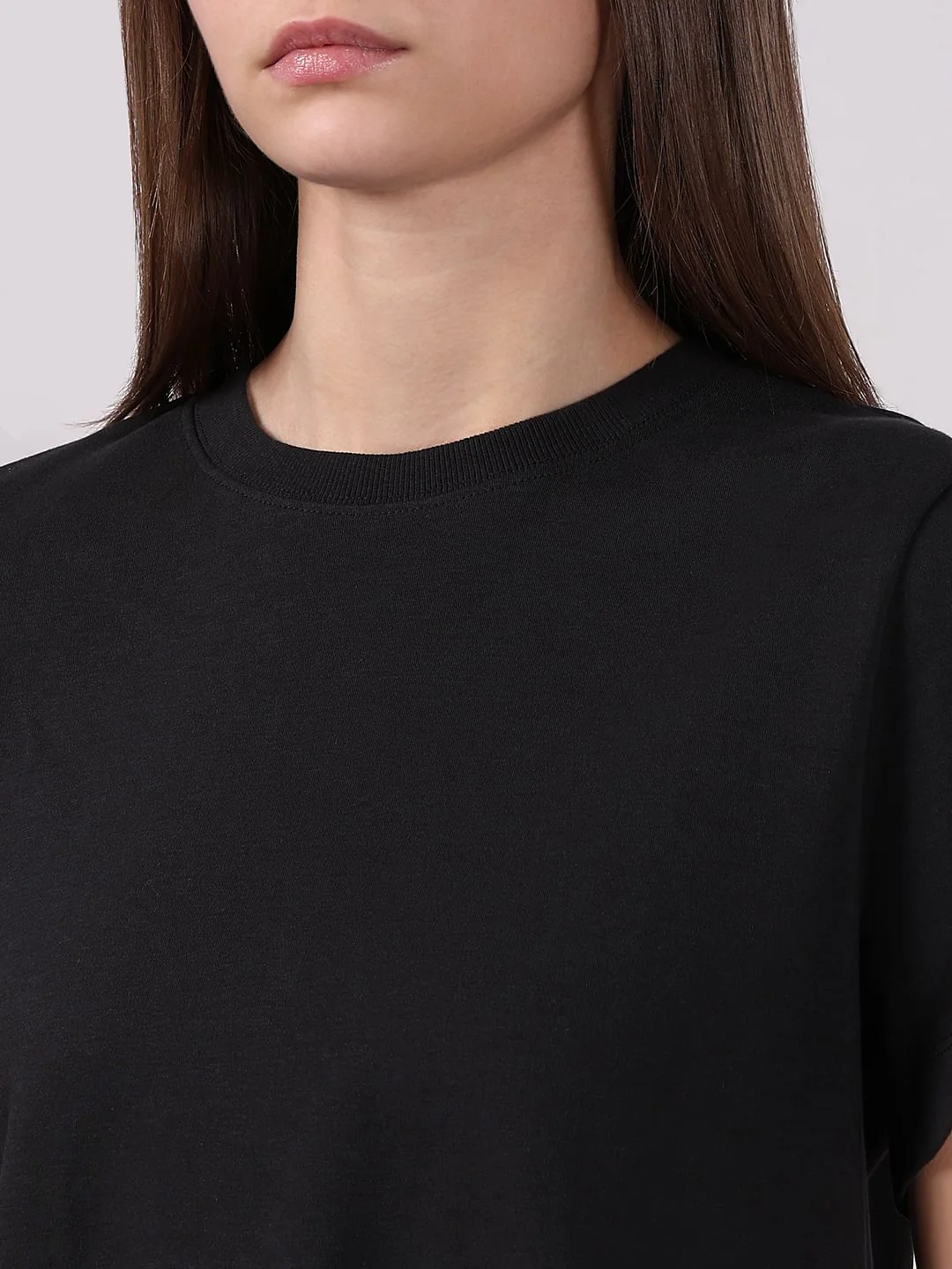 Black Cotton O-Neck T-Shirt - Image 8