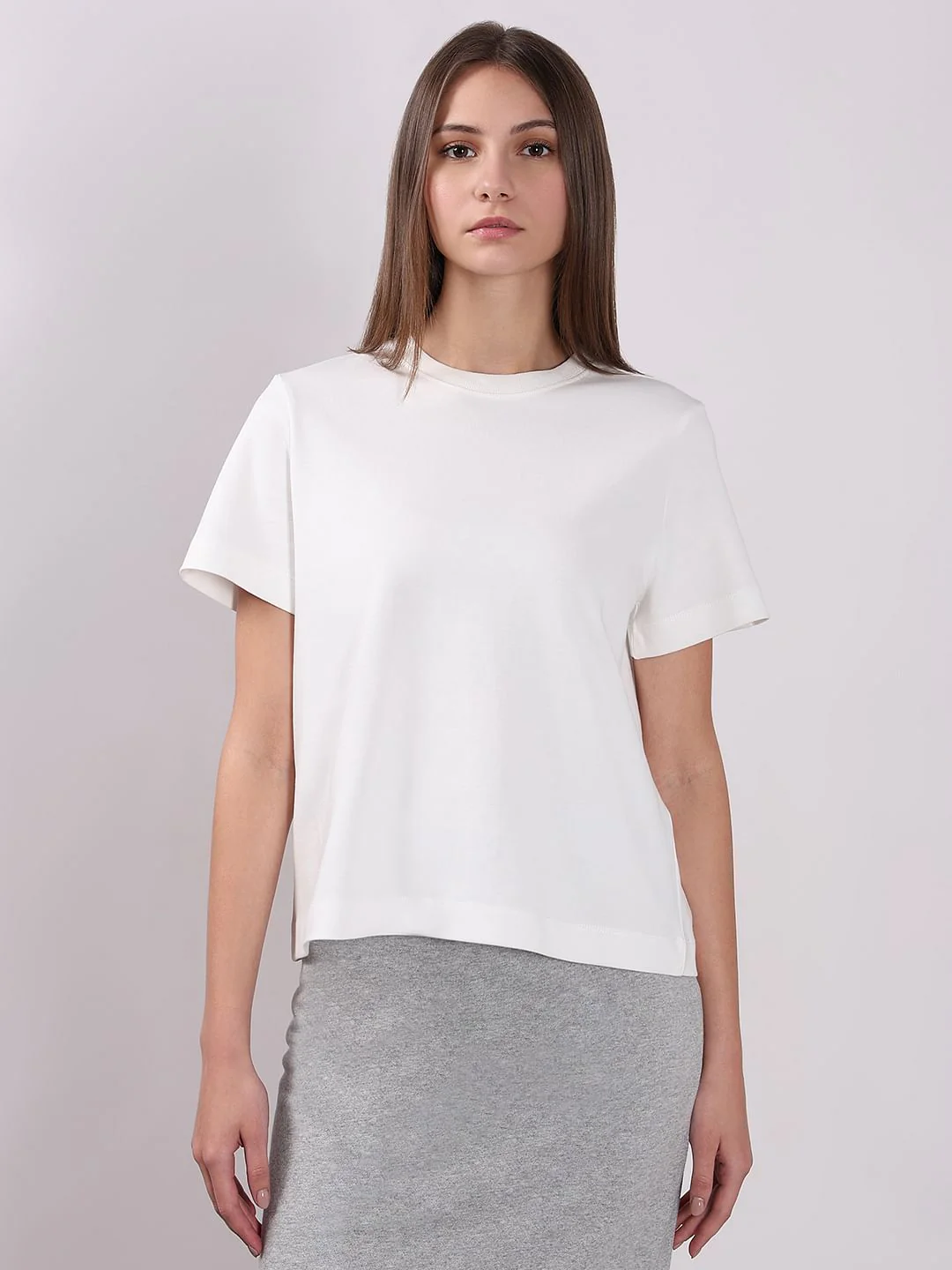 White Cotton O-Neck T-Shirt - Image 2