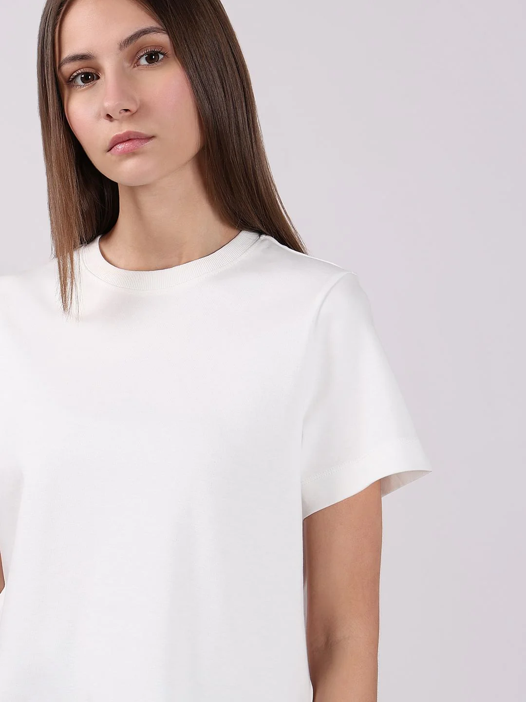 White Cotton O-Neck T-Shirt - Image 6