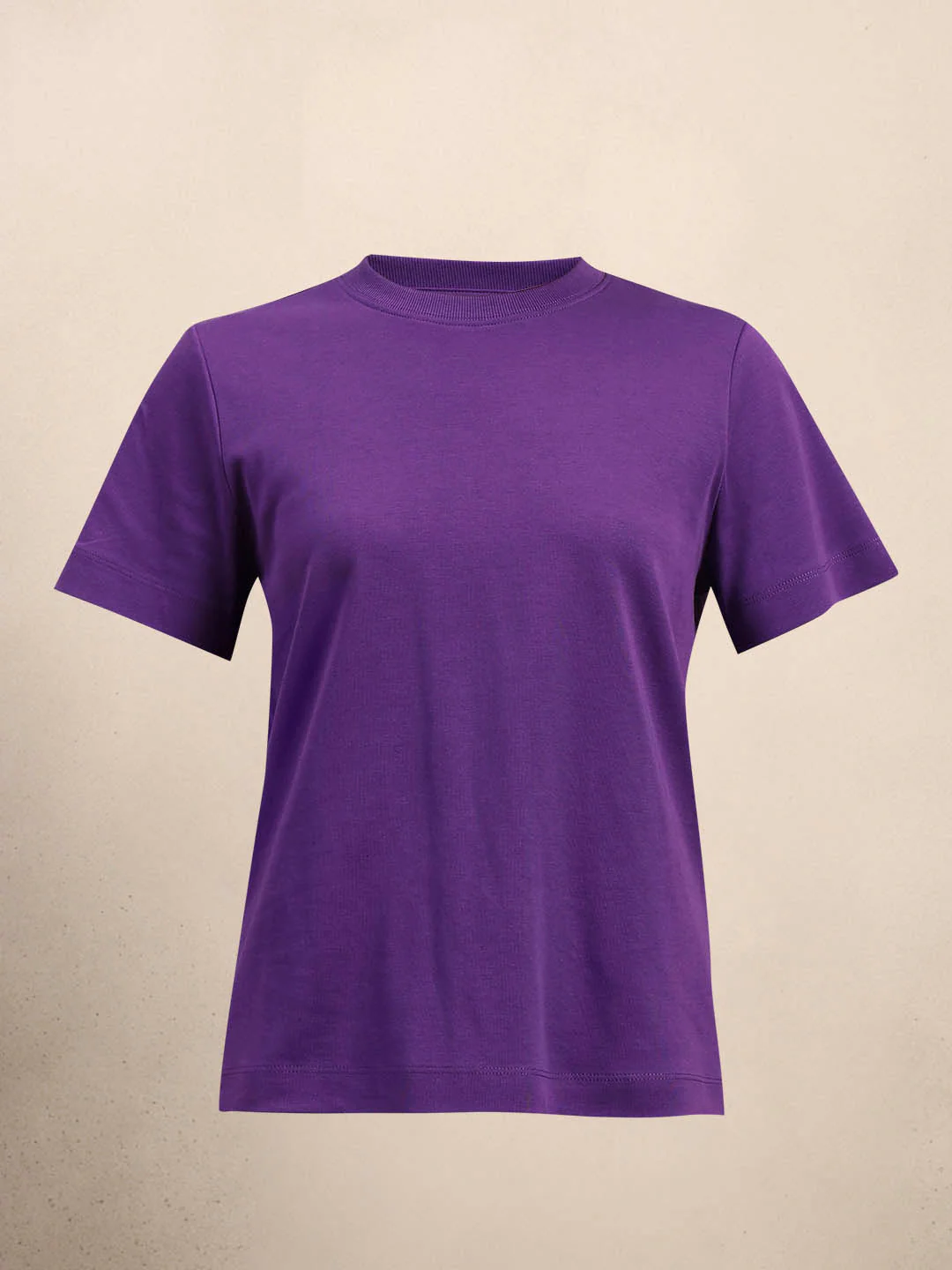 Crew Neck Cotton T-Shirt - Purple - Image 7
