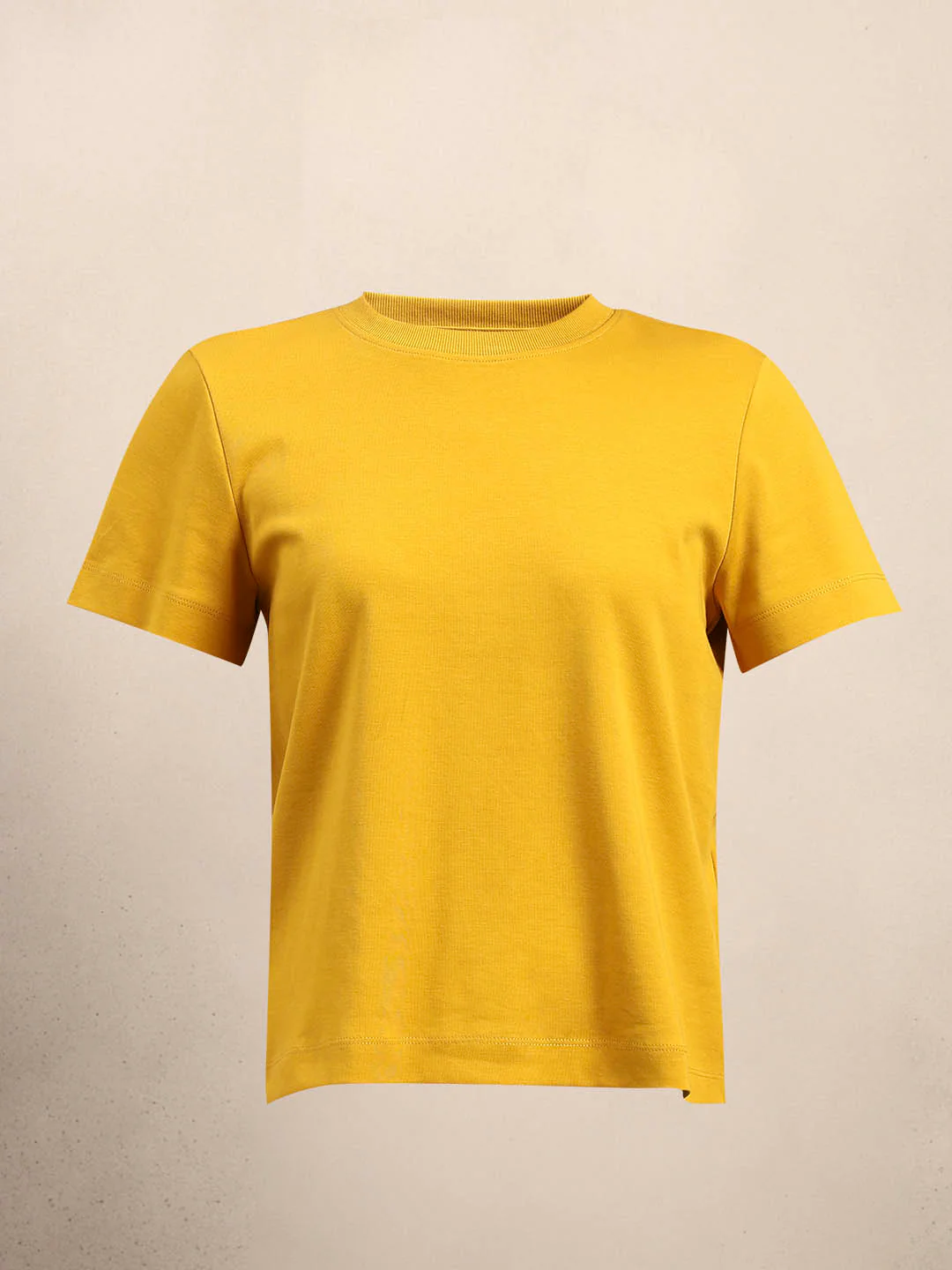 Crew Neck Cotton T-Shirt - Yellow - Image 7