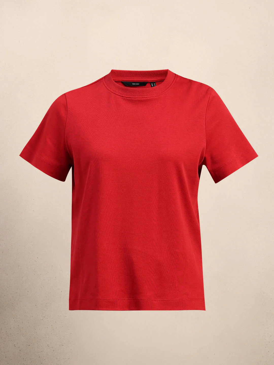 Crew Neck Cotton T-Shirt - Red - Image 7