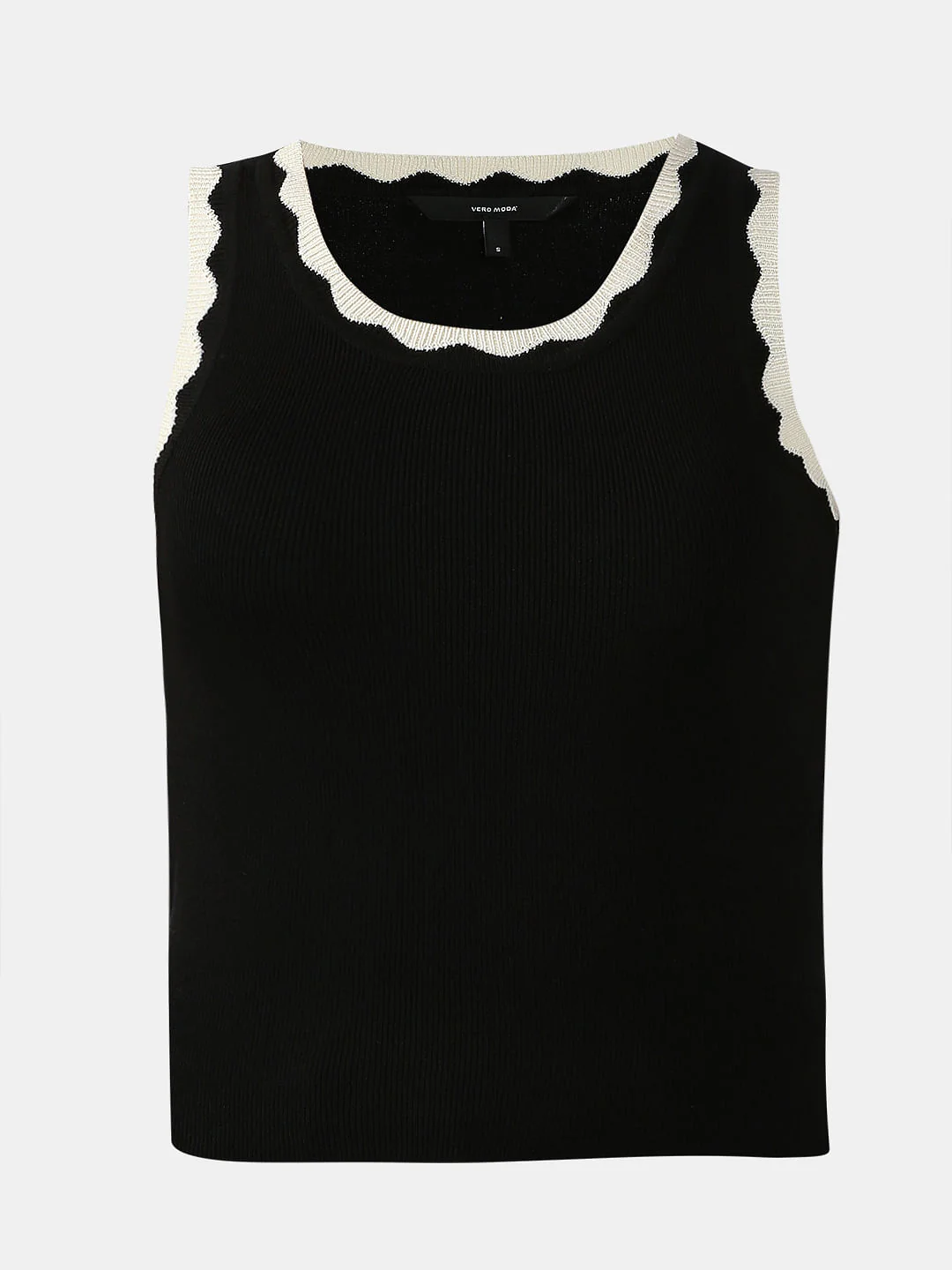 Black Contrast Neck Top - Image 7