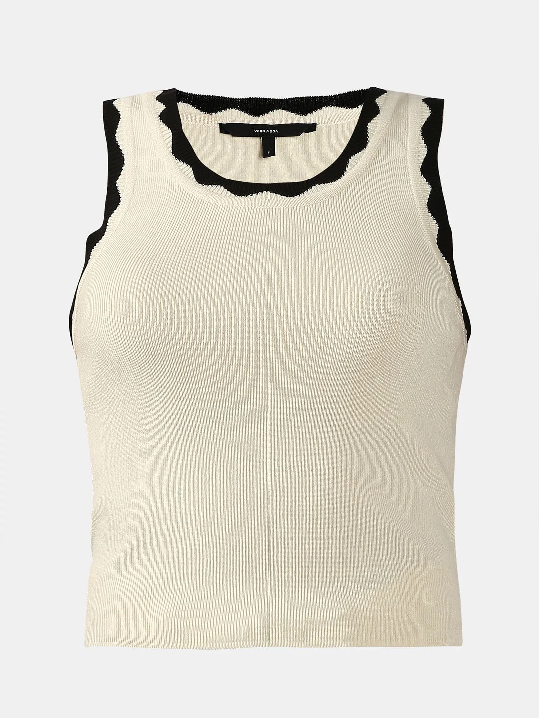 White Contrast Neck Top - Image 7