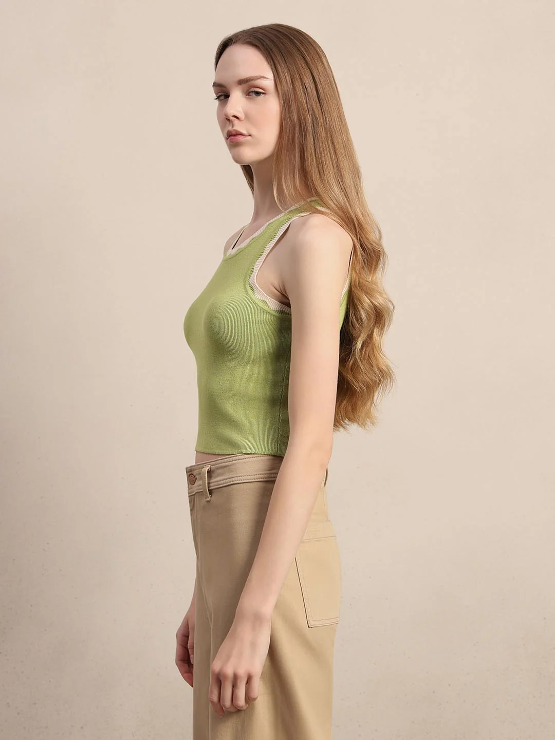 Green Knitted Cropped Top - Image 3