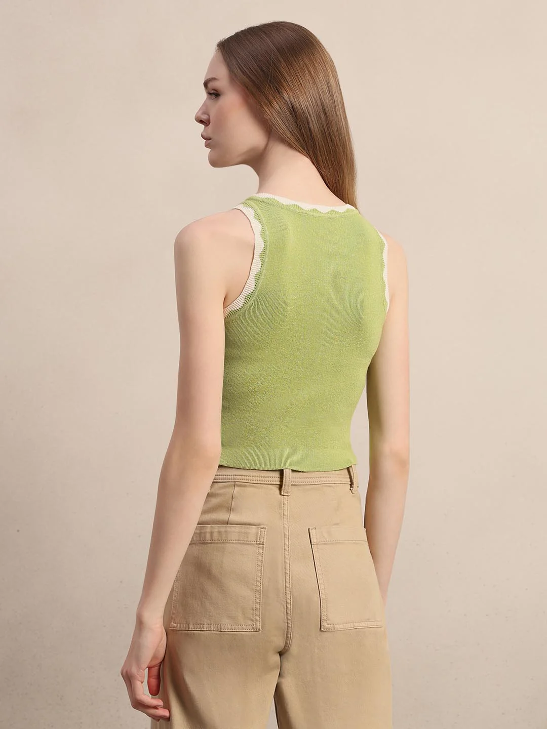 Green Knitted Cropped Top - Image 4