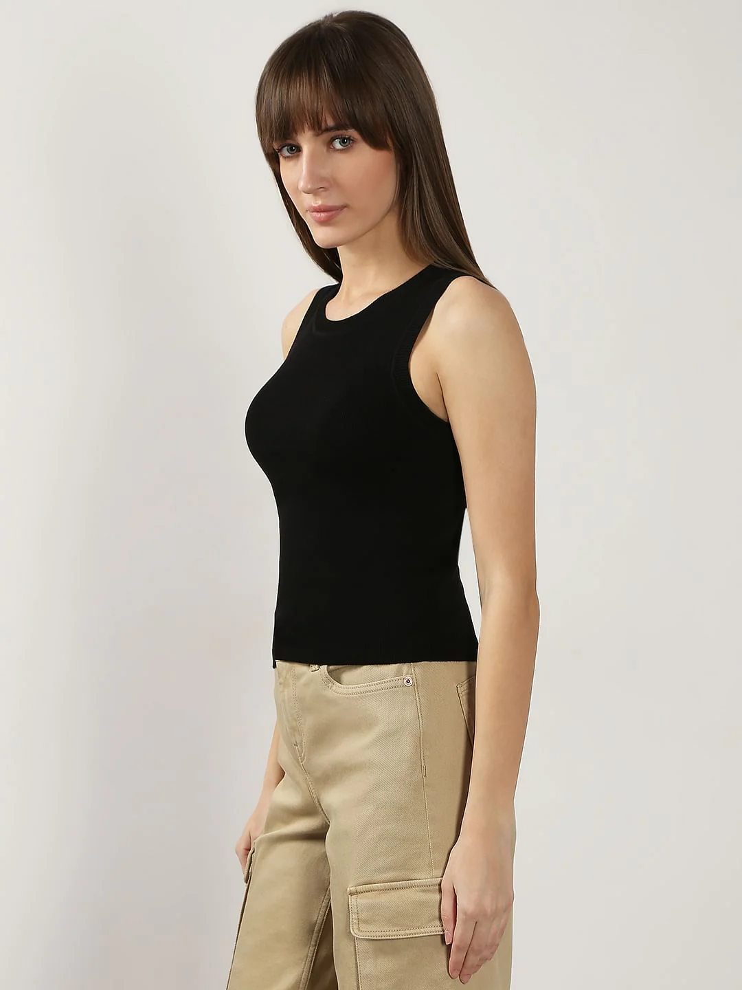 Black Sleeveless Fitted Top - Image 3