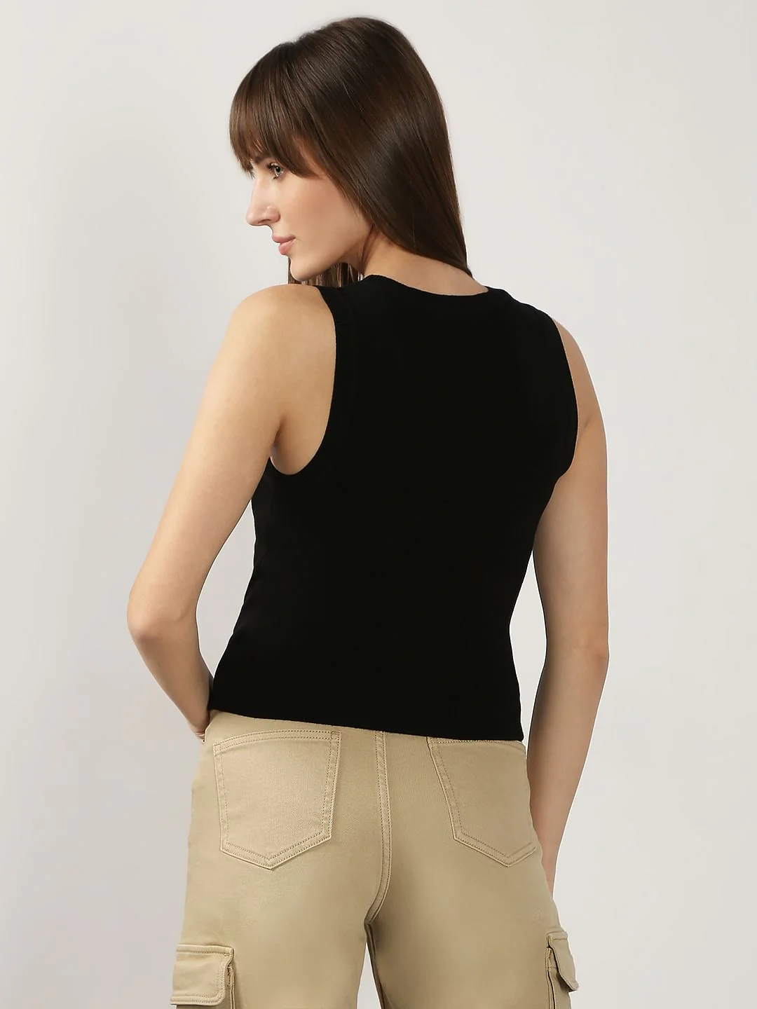 Black Sleeveless Fitted Top - Image 4
