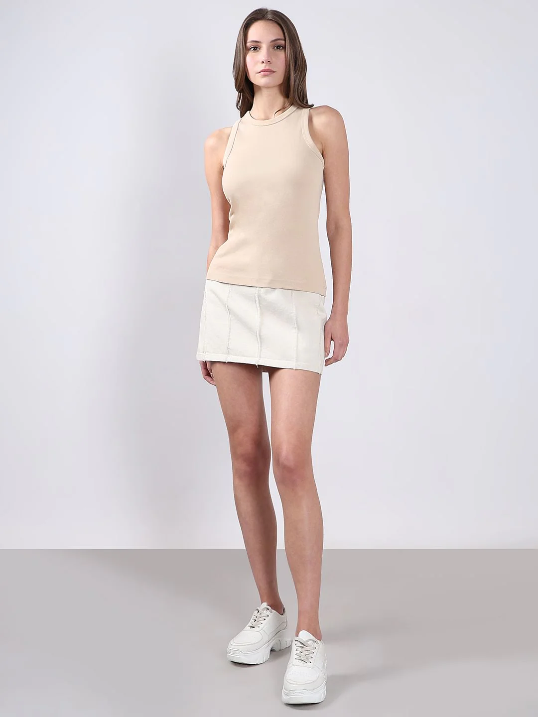 Beige Ribbed Tank Top - Image 5