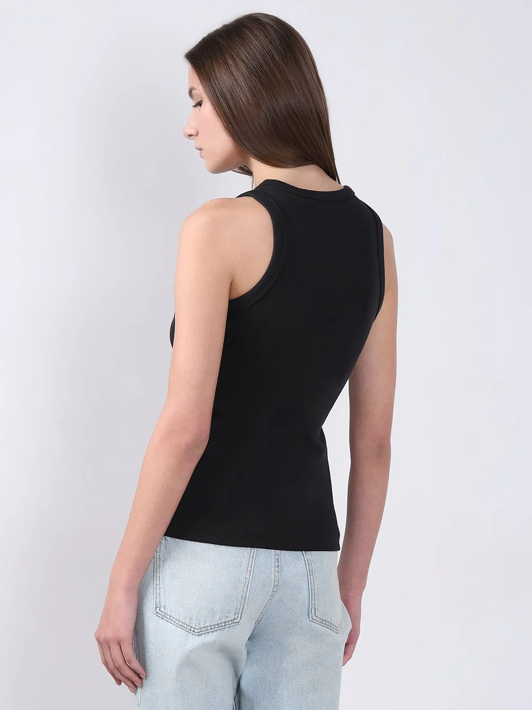 Black Ribbed Tank Top - Image 4