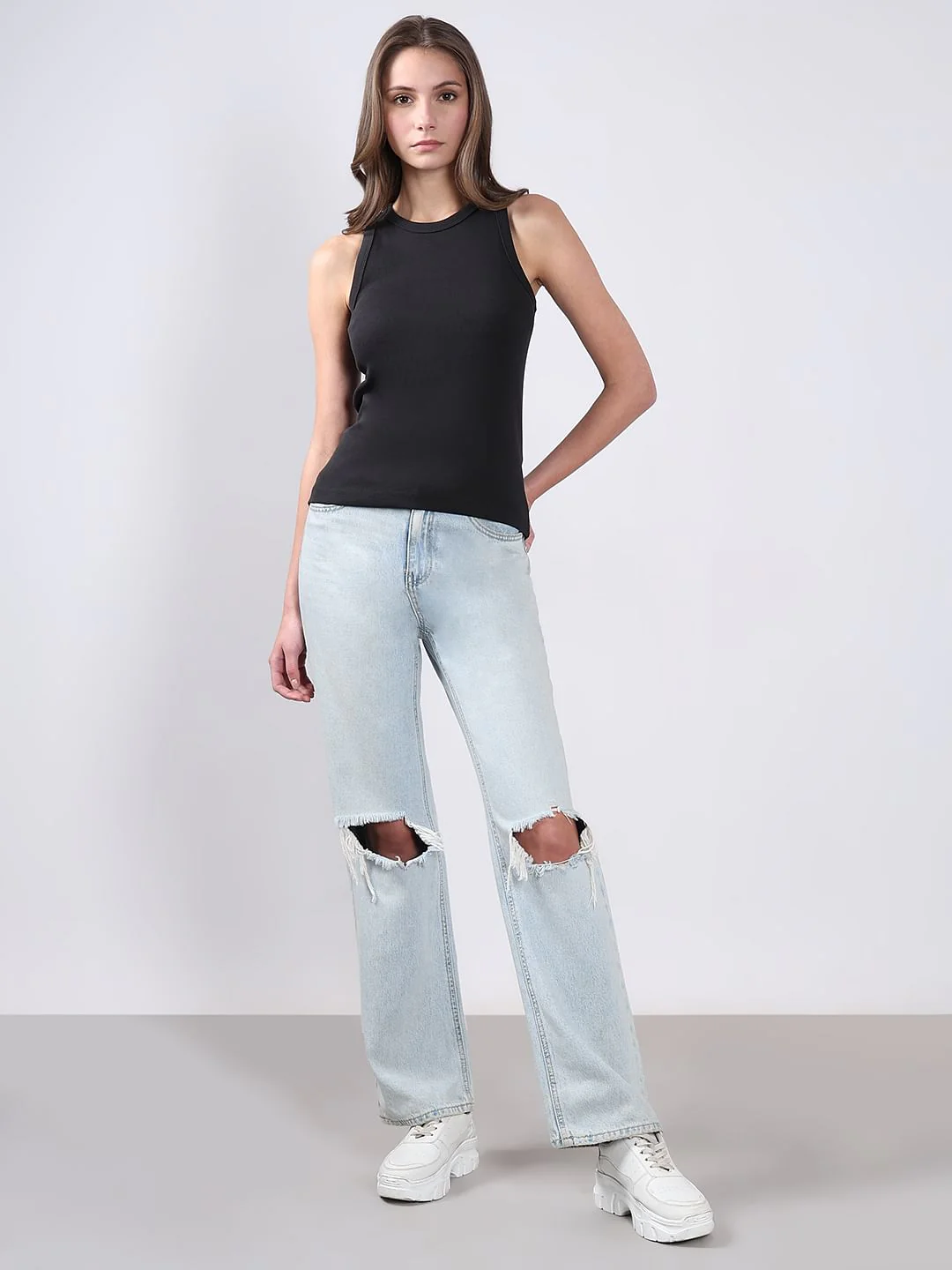 Black Ribbed Tank Top - Image 5