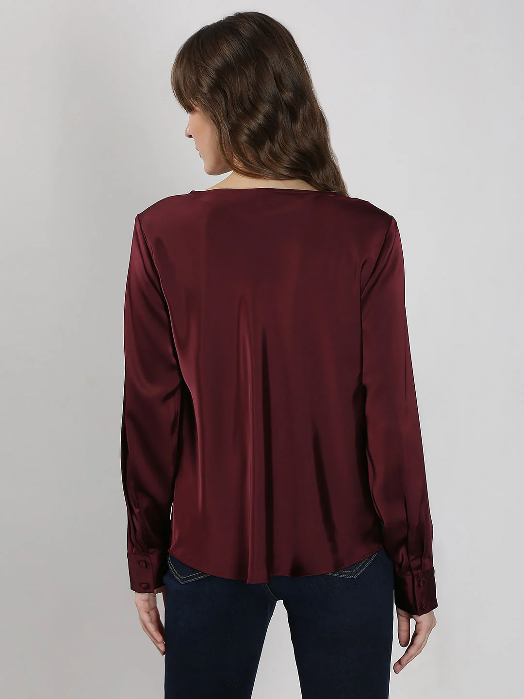 Dark Red Cowl Neck Top - Image 4
