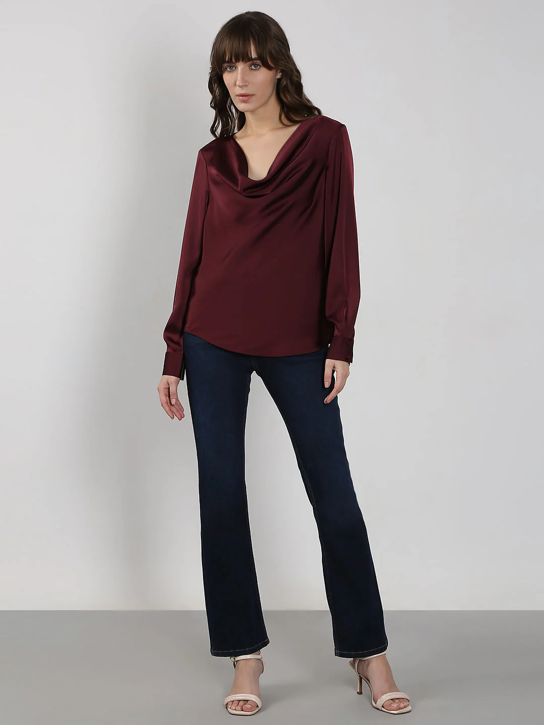 Dark Red Cowl Neck Top - Image 5