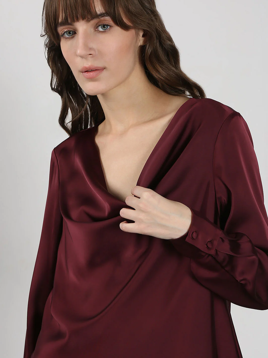 Dark Red Cowl Neck Top - Image 6