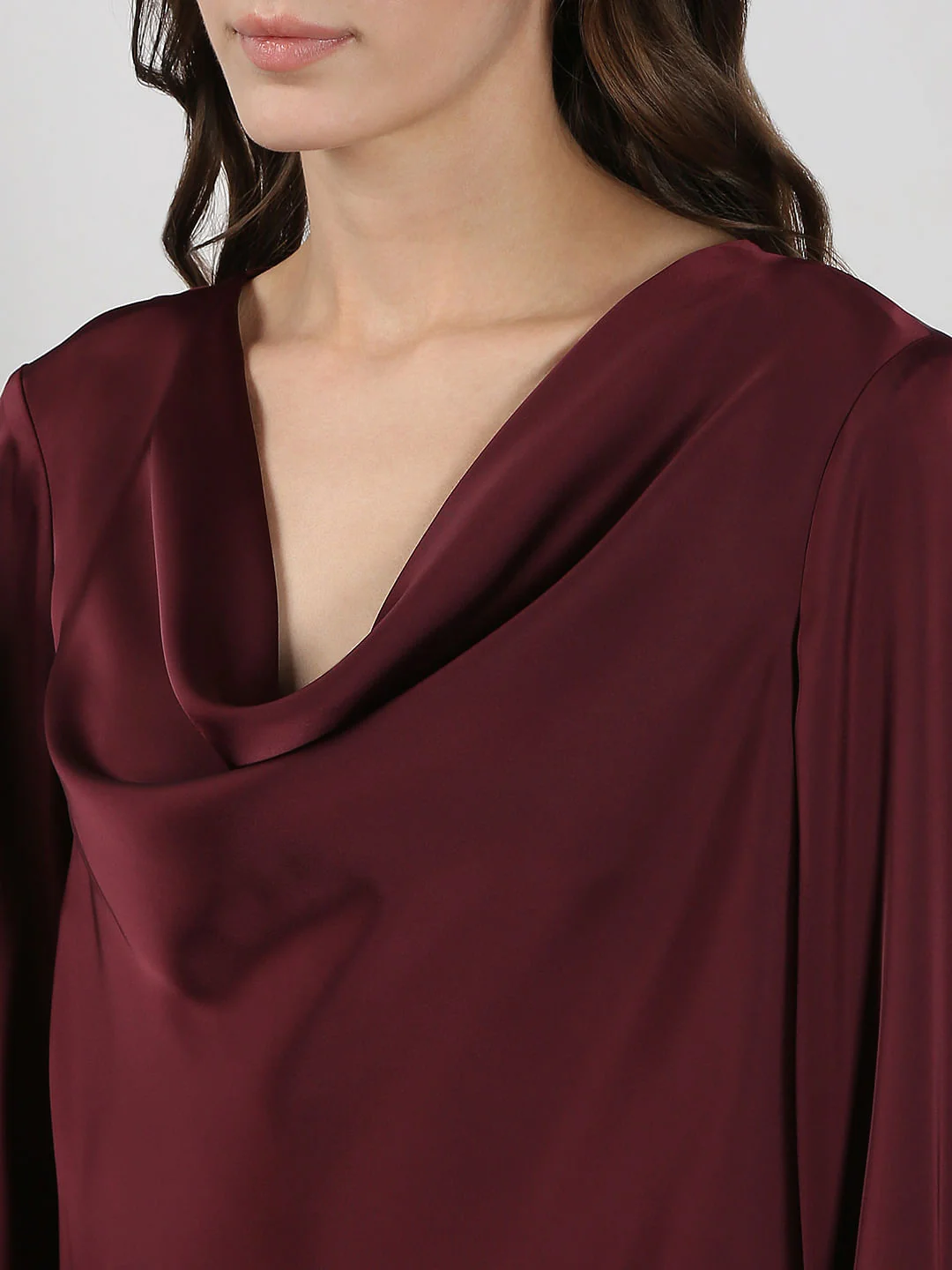 Dark Red Cowl Neck Top - Image 8