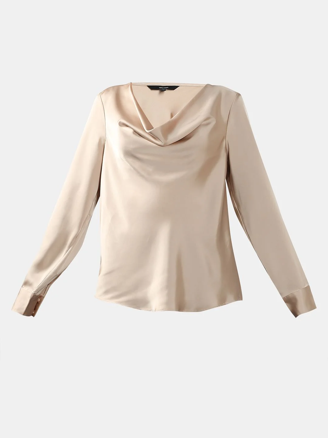 Beige Cowl Neck Satin Top - Image 7