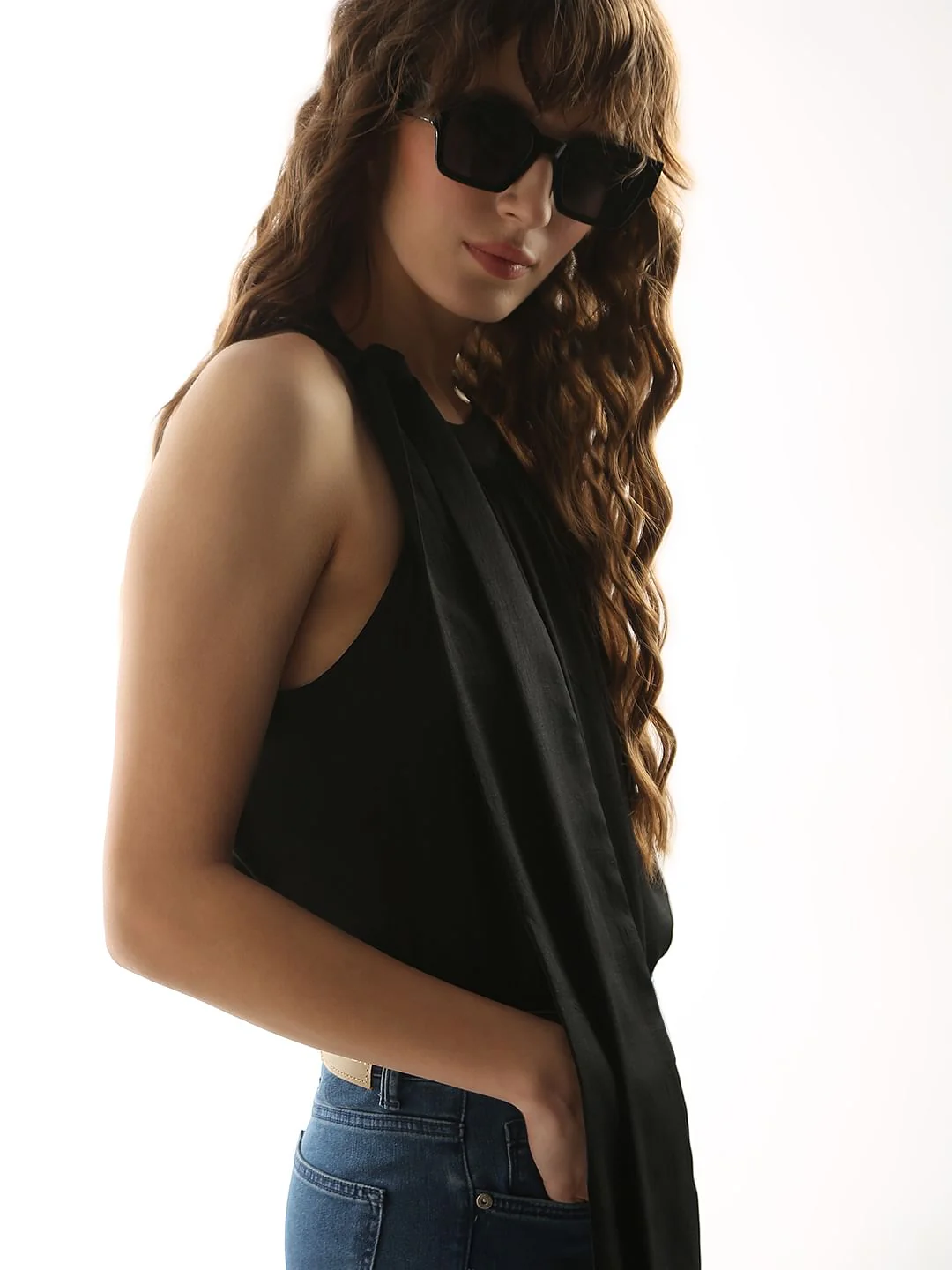 Black Tie-Up Top