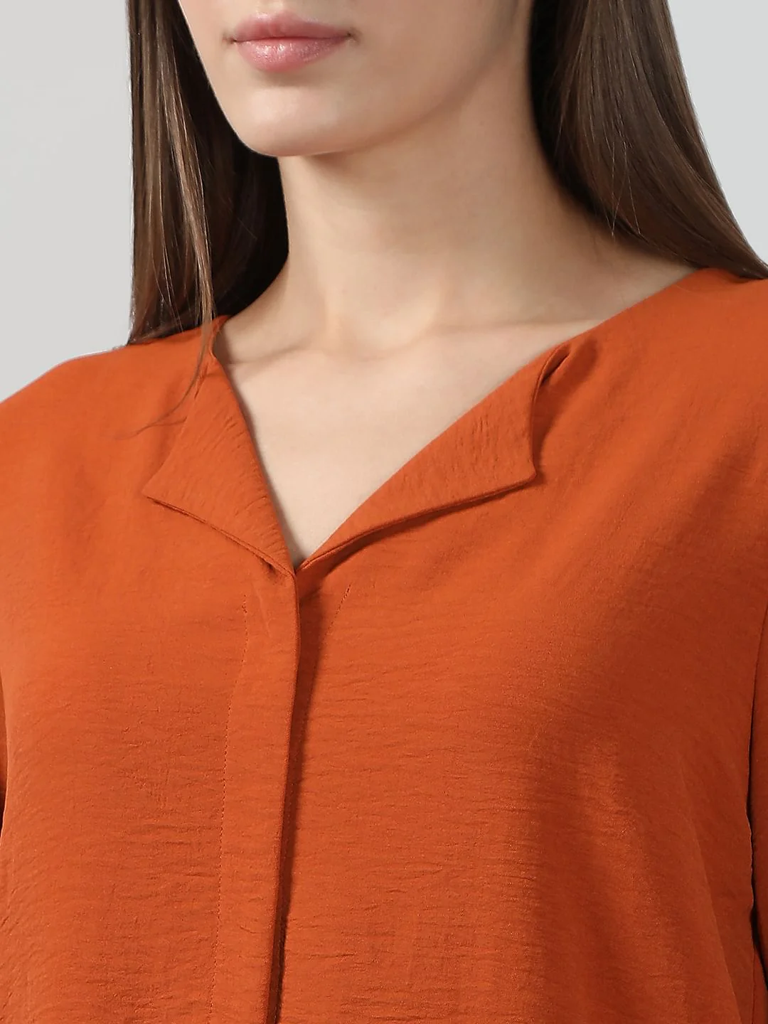 Rust Orange Red V Neck Shirt - Image 8