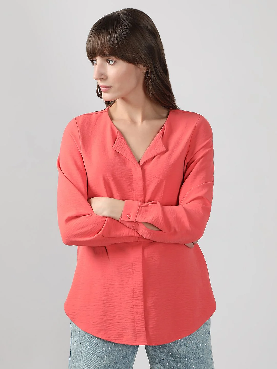 Peach V Neck Shirt - Image 2