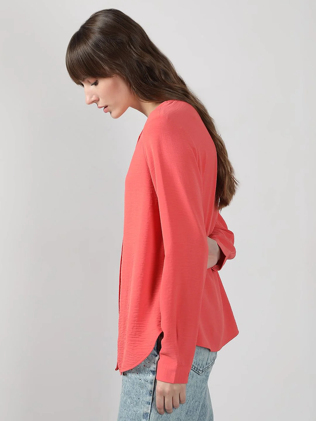 Peach V Neck Shirt - Image 3