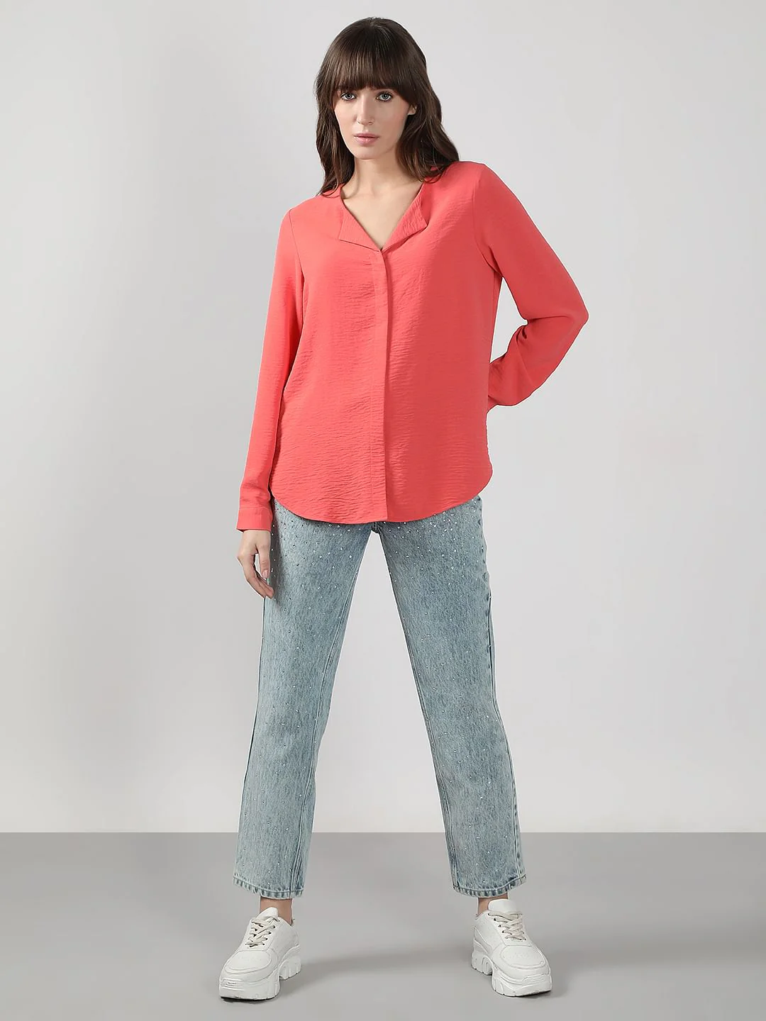 Peach V Neck Shirt - Image 5