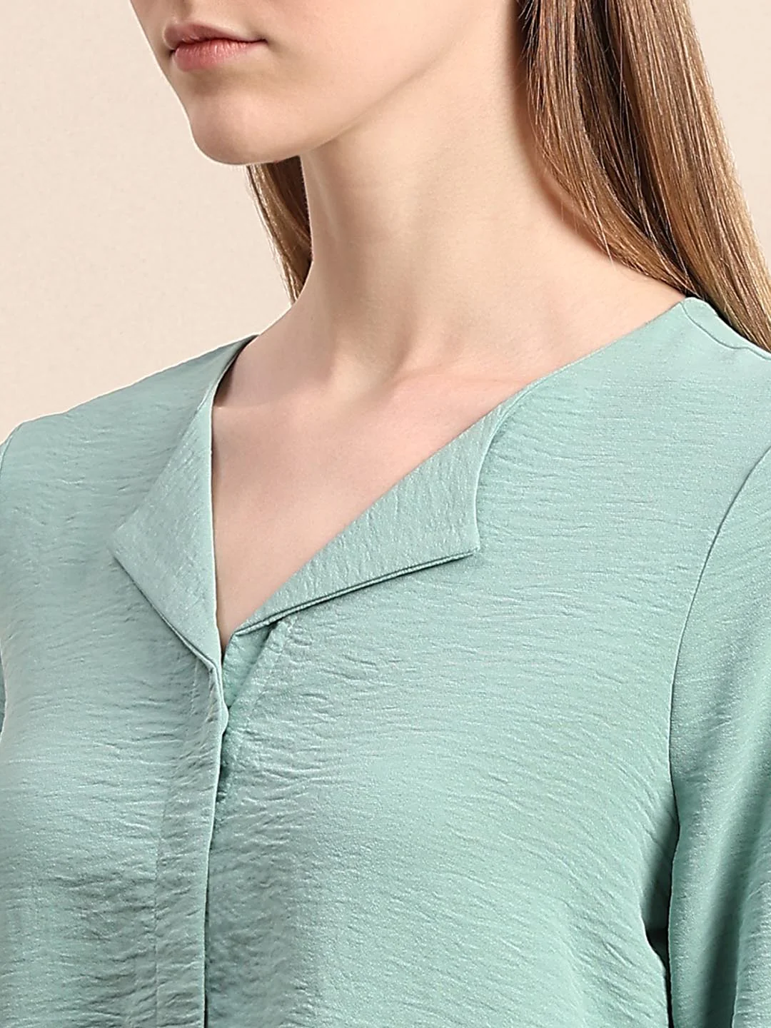 Blue Notched Lapel Collar Top - Image 8