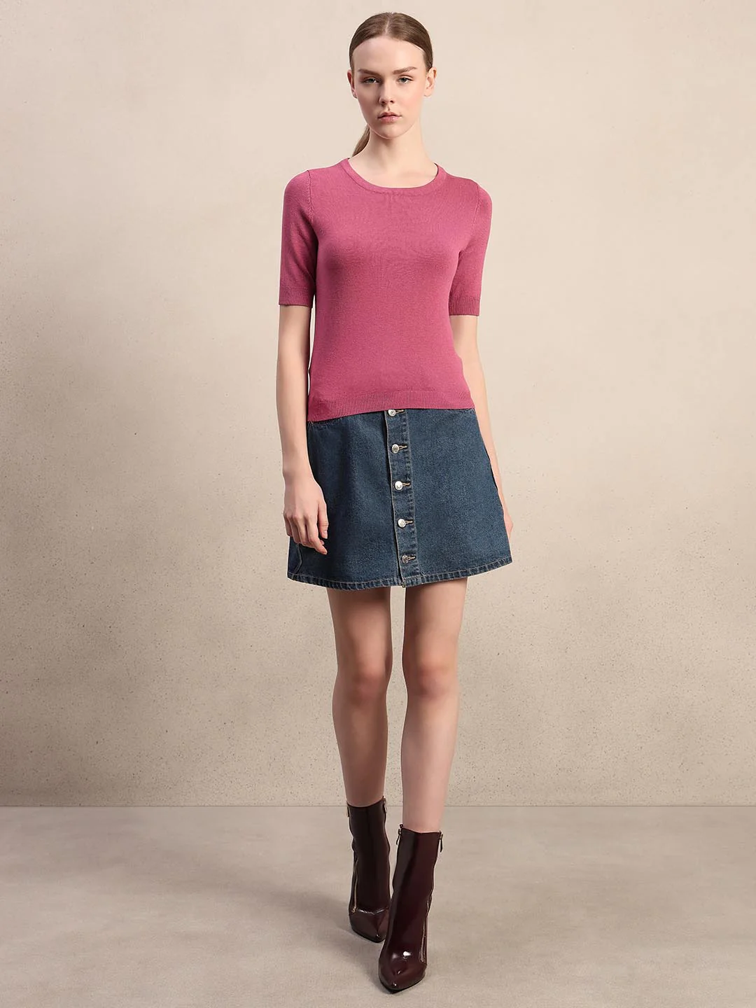 Pink Knitted Short Sleeves Top - Image 5