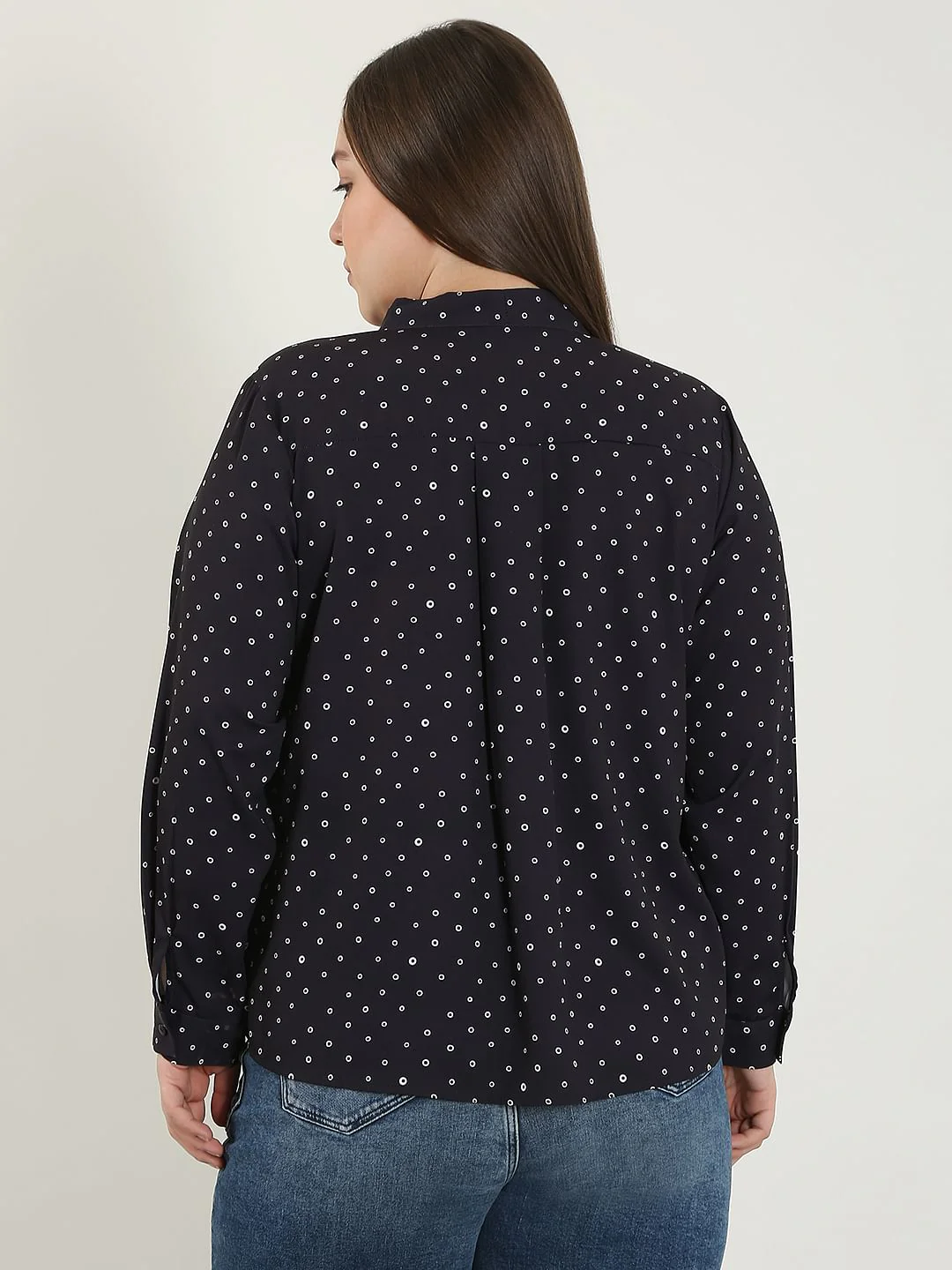 Curve Black Printed V Neck Top - Image 4