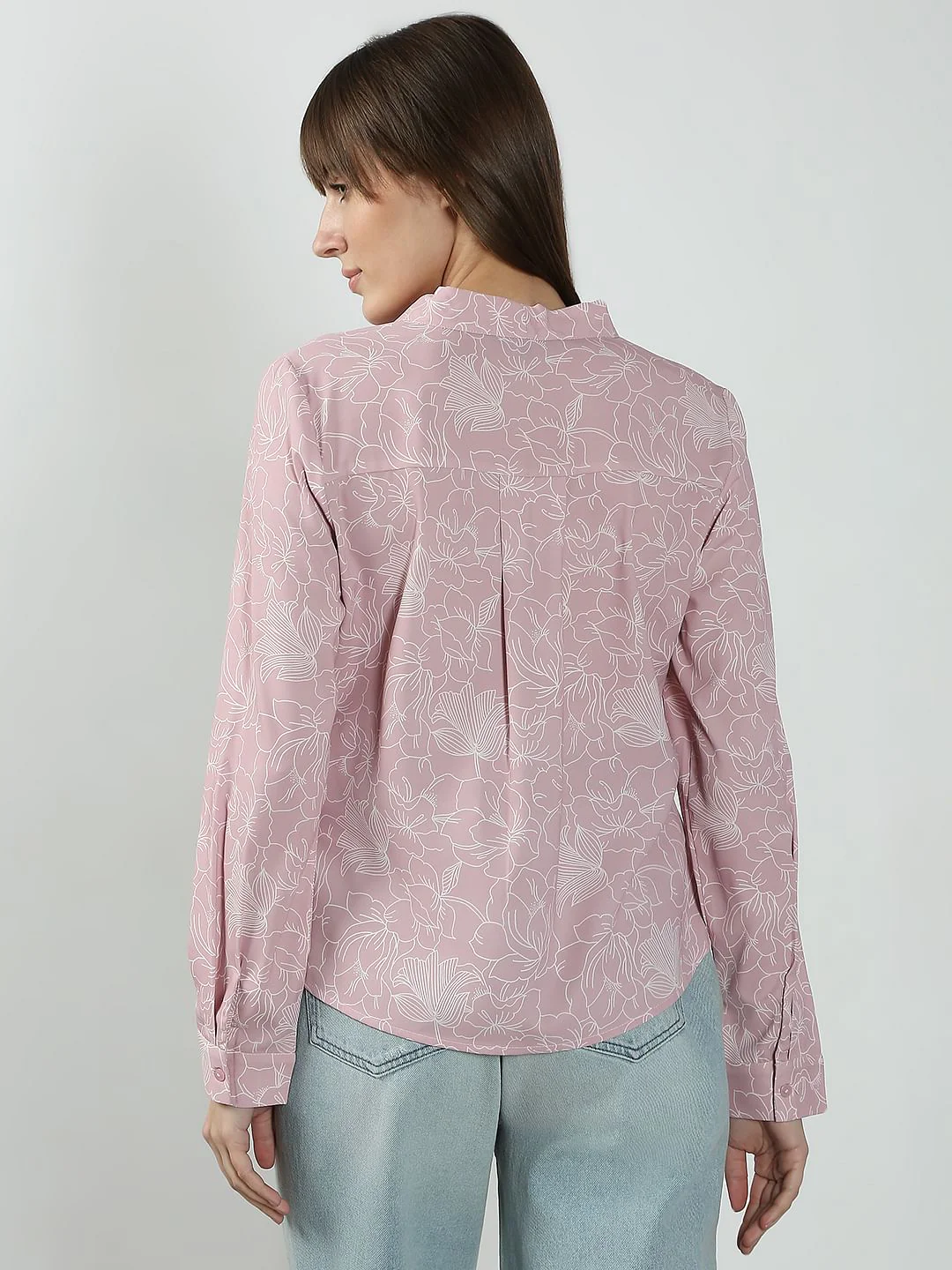 Pink Floral Print V Neck Top - Image 4