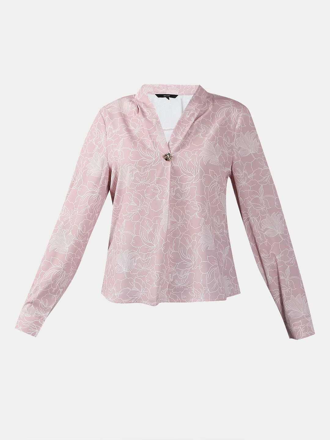 Pink Floral Print V Neck Top - Image 7