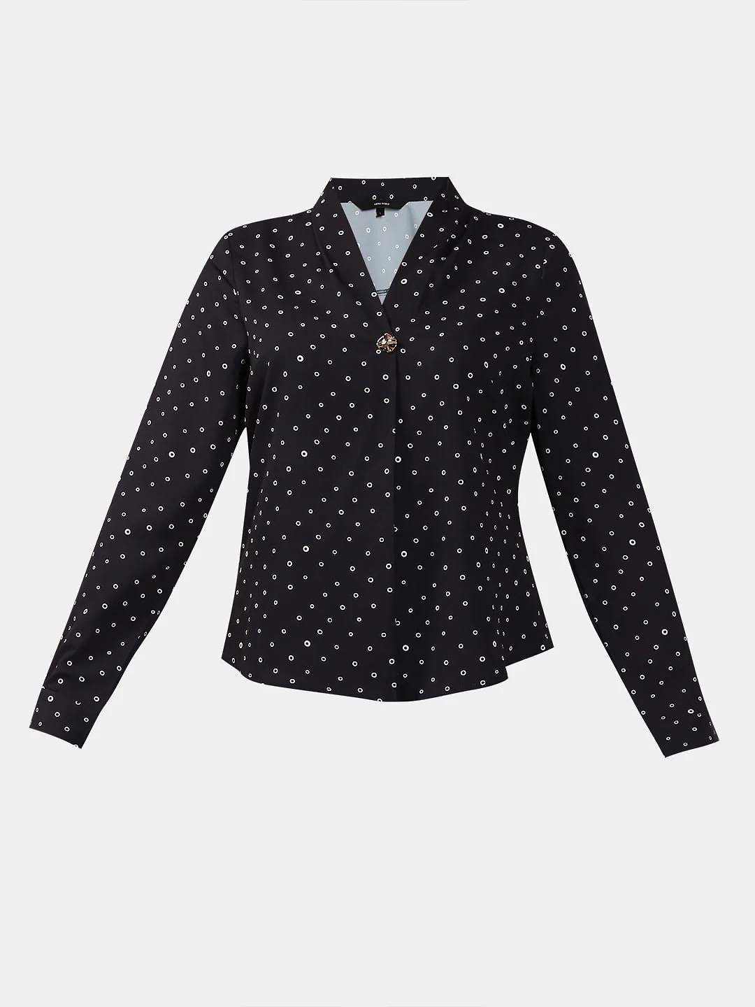 Black Printed V Neck Top - Image 7