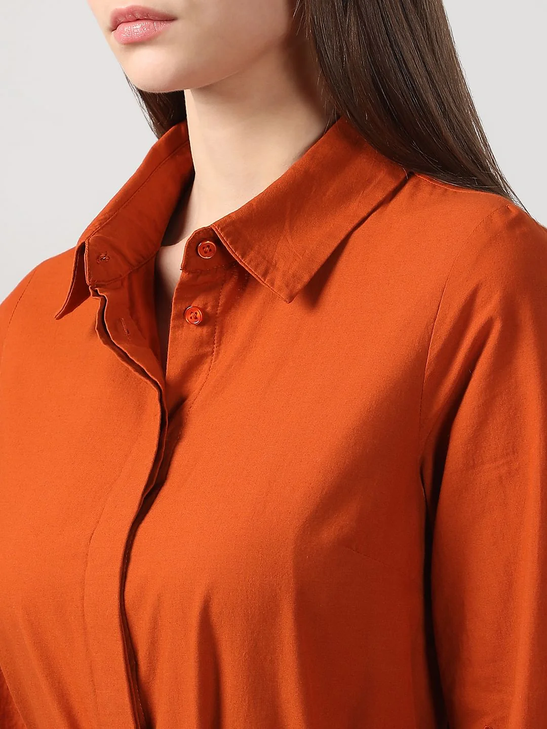 Rust Orange Schiffli Detail Cotton Dress - Image 8