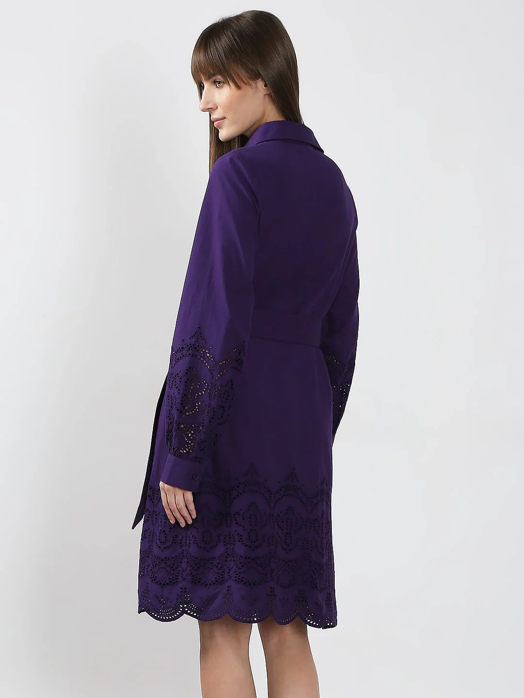 Purple Cotton Shirt Dress - Image 4