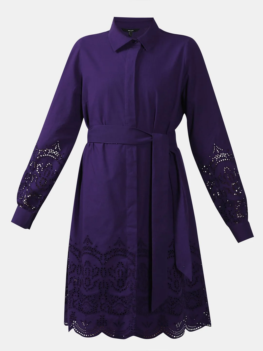 Purple Cotton Shirt Dress - Image 7