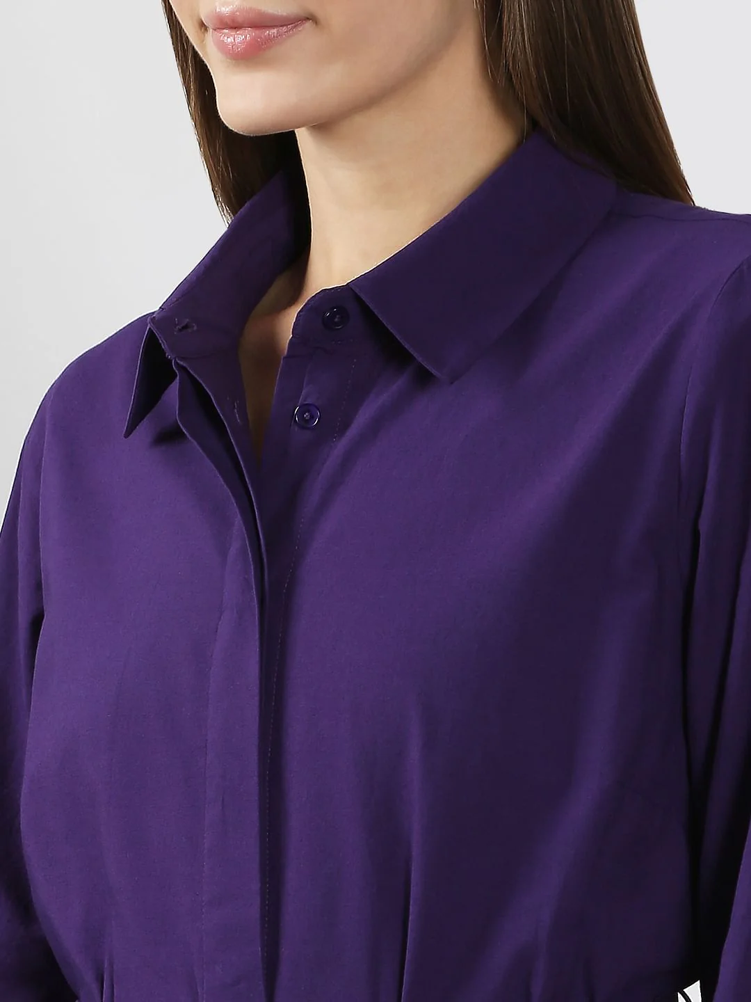 Purple Cotton Shirt Dress - Image 8
