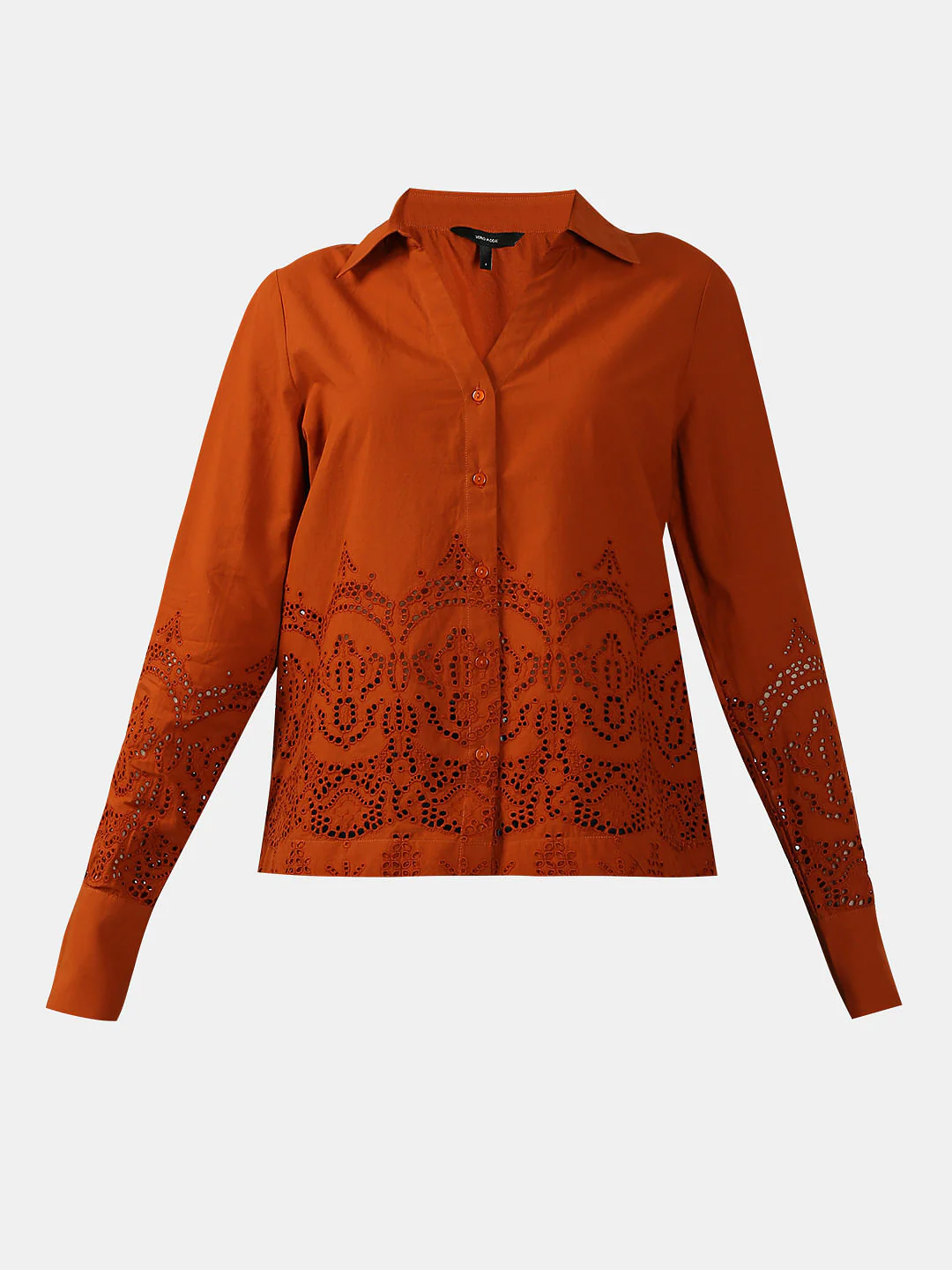 Rust Red Schiffli Cotton Shirt - Image 7