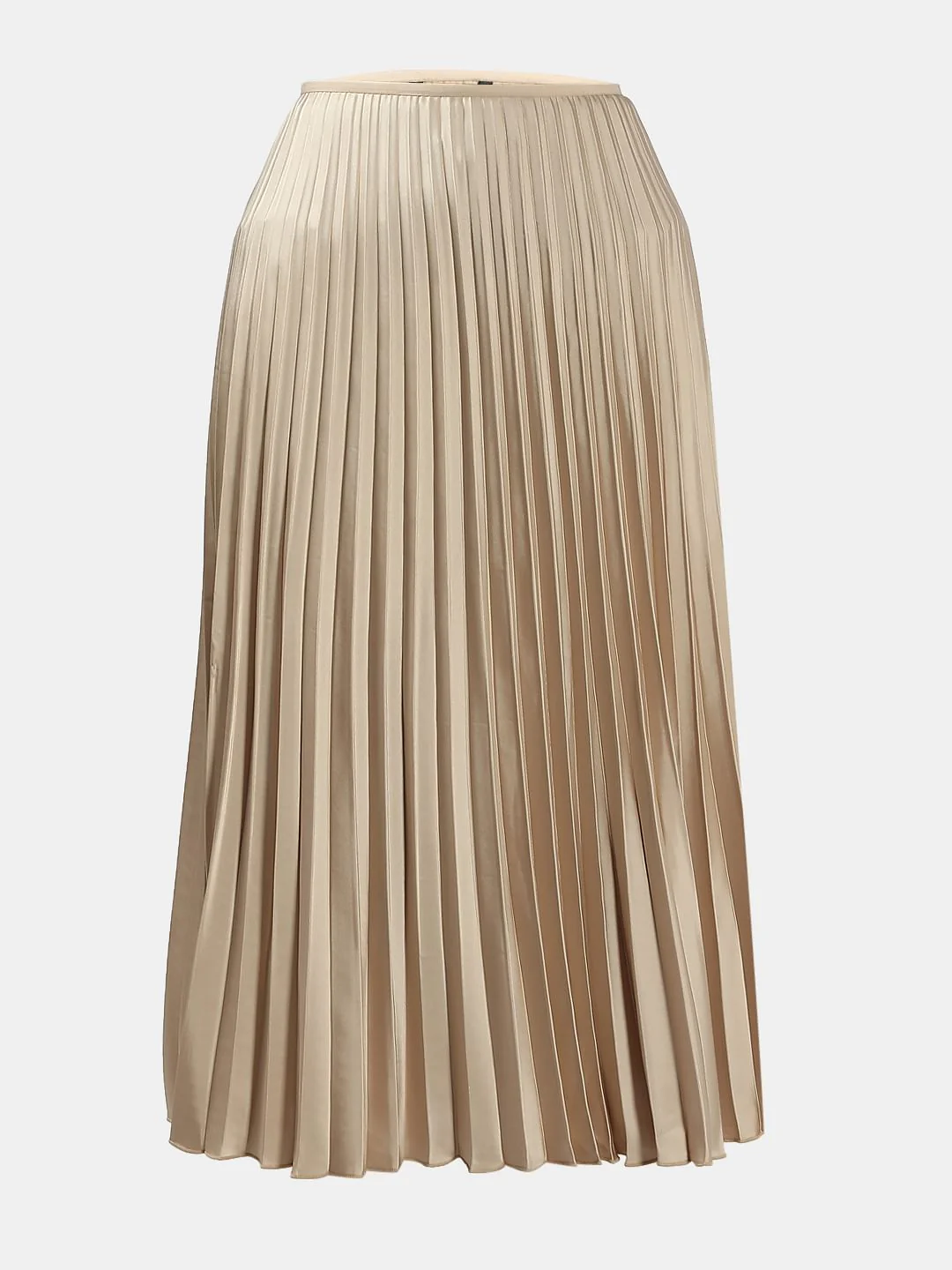 Beige High Rise Pleated Midi Skirt - Image 7