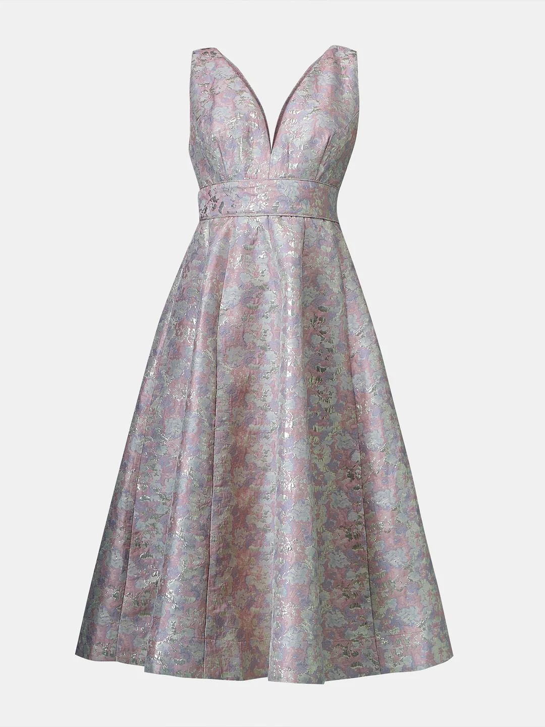 Marquee Pink Floral Plunge Neckline Dress - Image 7