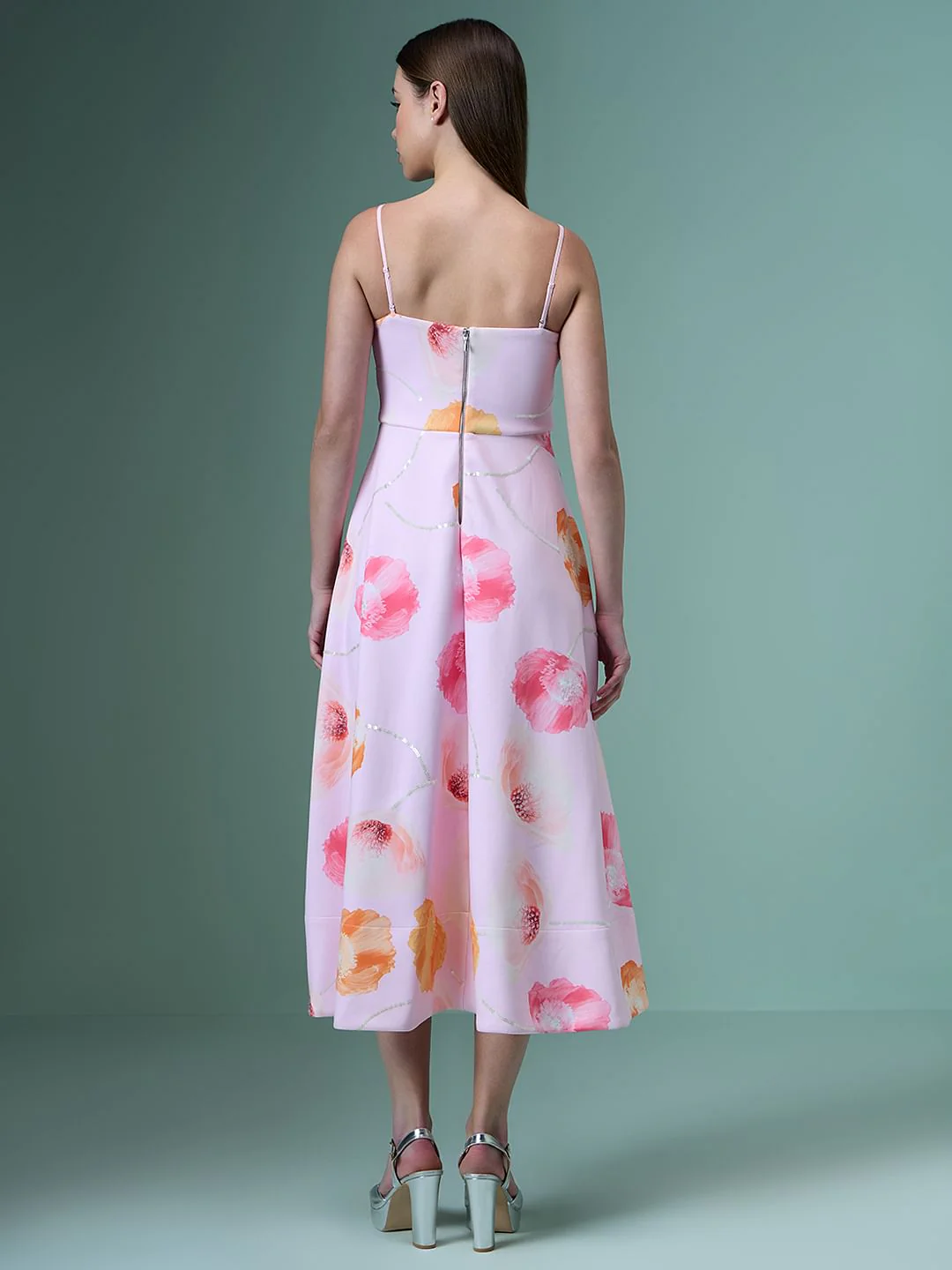 Marquee Pink Floral Midi Dress - Image 4