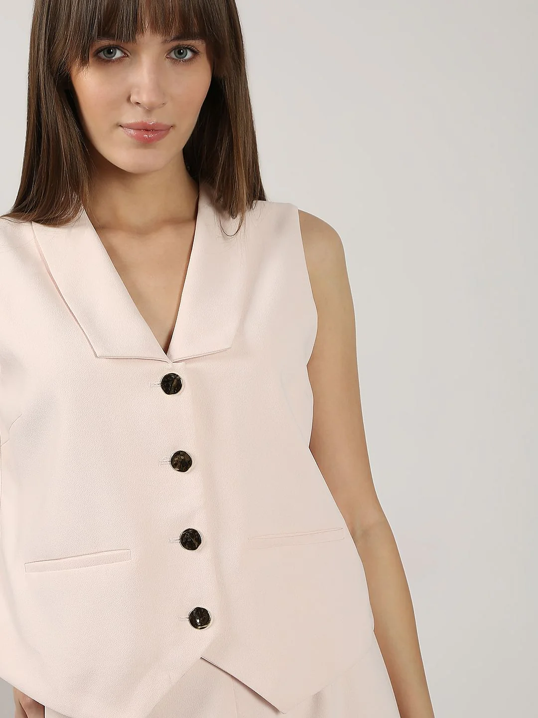 Cream Pink Co-Ord Set Waistcoat - Image 6