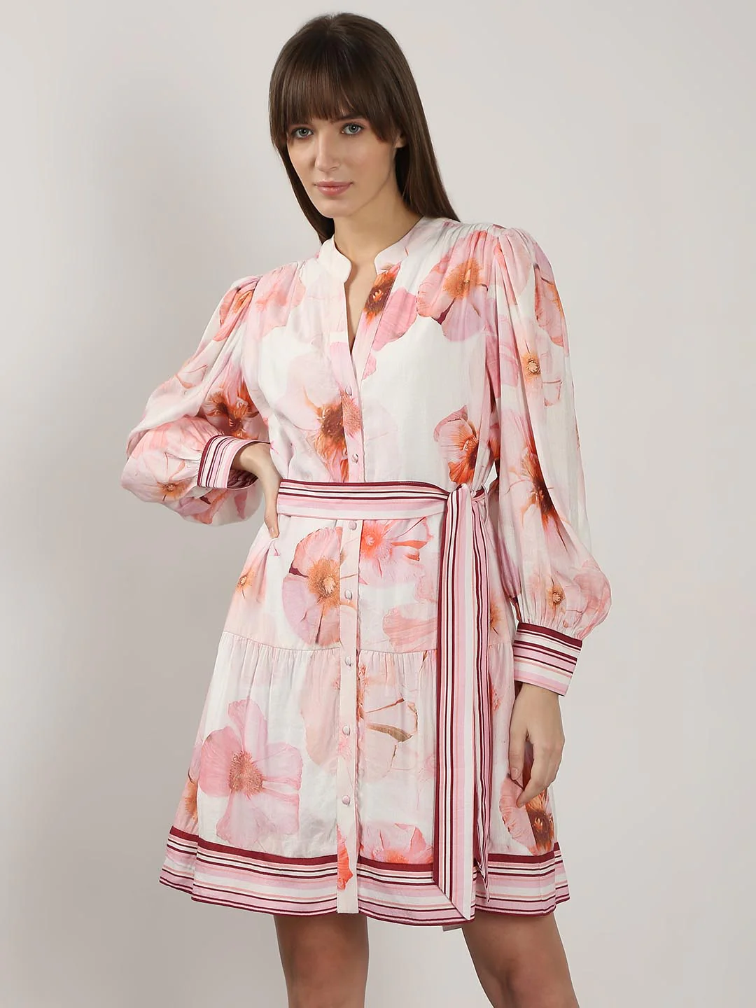 Vero Moda White Floral Print Shirt Dress - Image 2