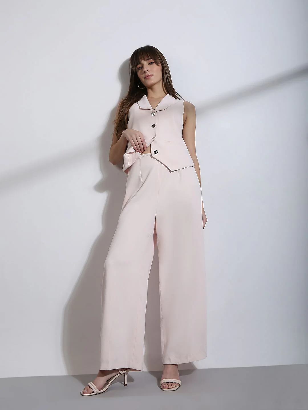 Cream Pink Co-Ord Set Pants