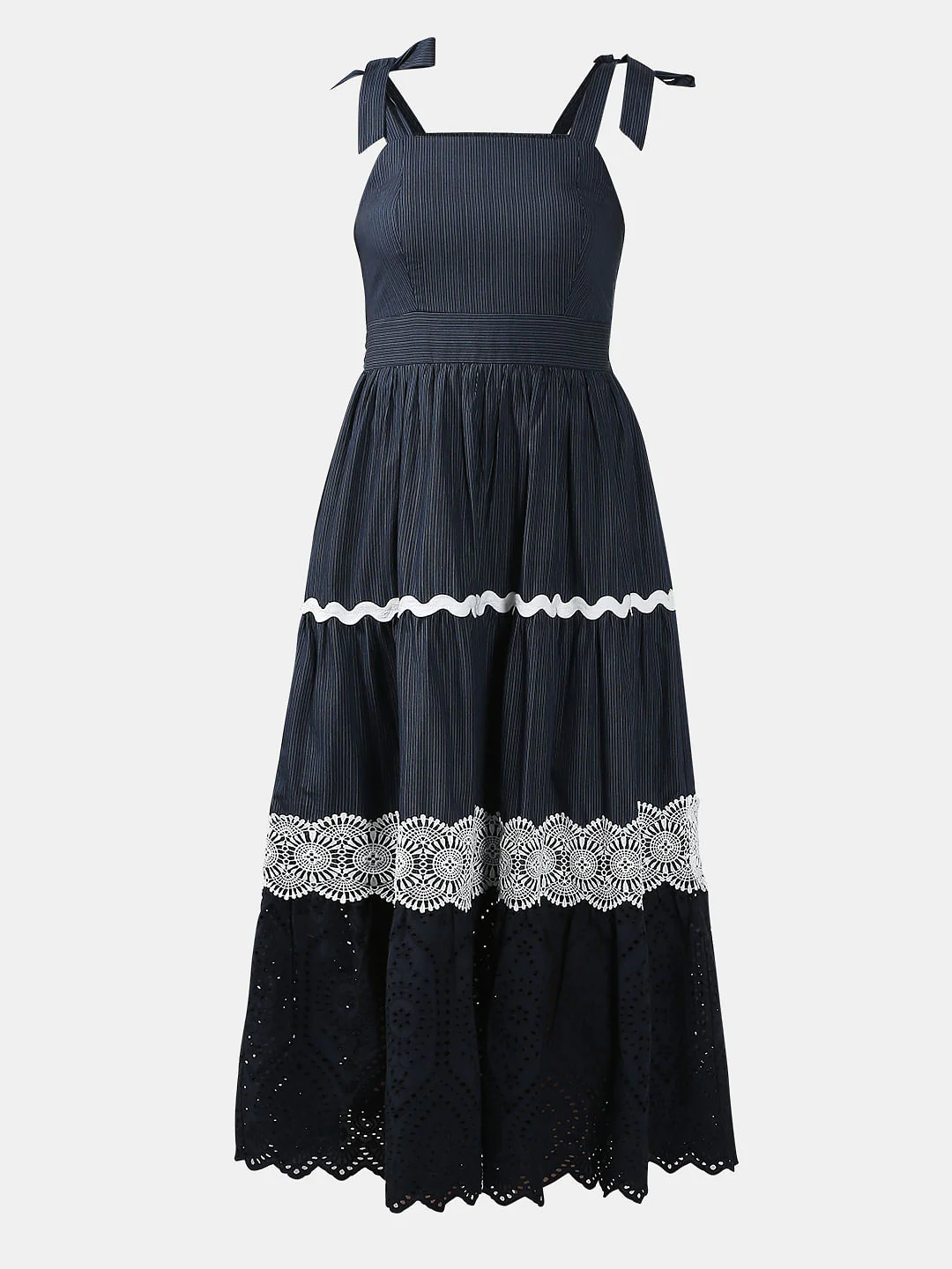 Navy Blue Striped Midaxi Dress - Image 7