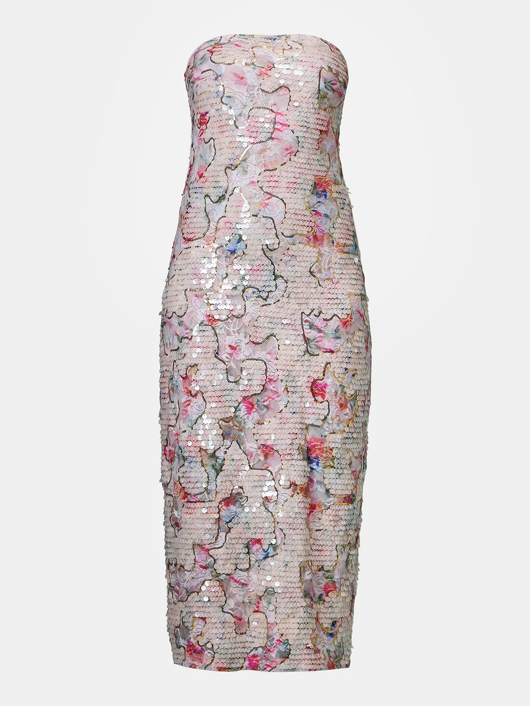 Marquee Pink Sequin Floral Detail Off-Shoulder Dress - Image 7