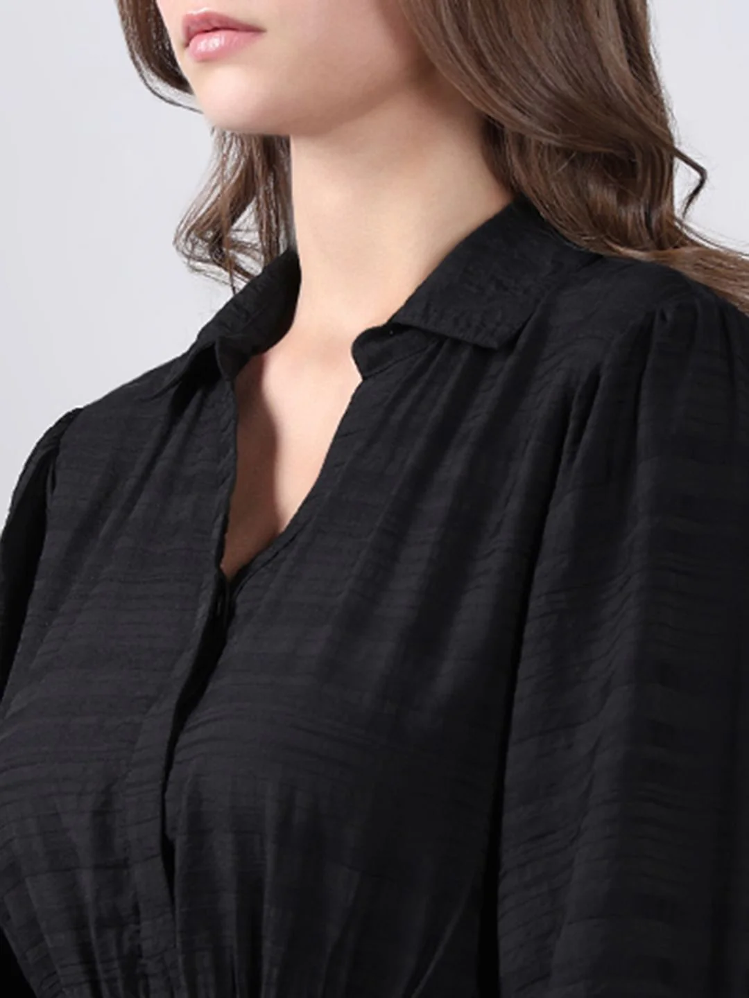 Black Cut-Work Shirt Dress - Image 6