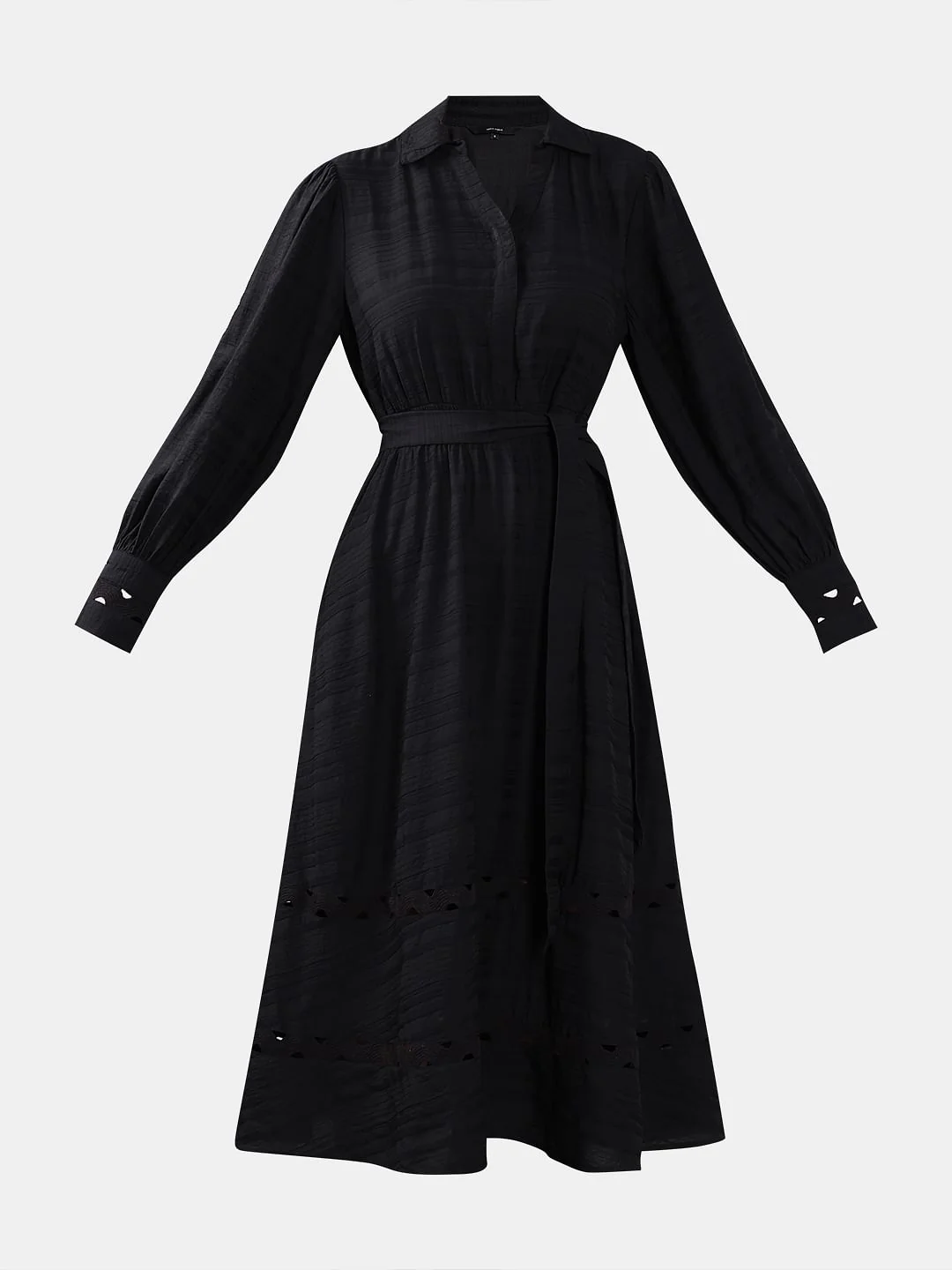 Black Cut-Work Shirt Dress - Image 7