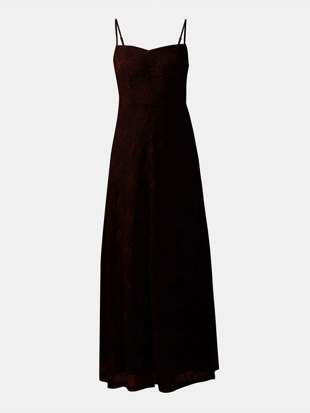 Dark Brown Mesh Lace Dress - Image 7