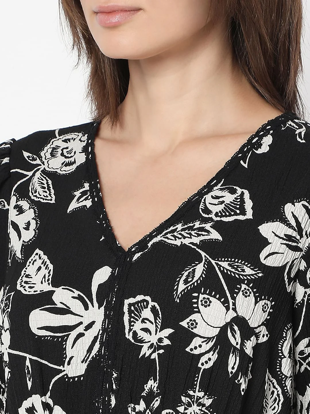 Black Printed Cotton Midi Dress - Image 6