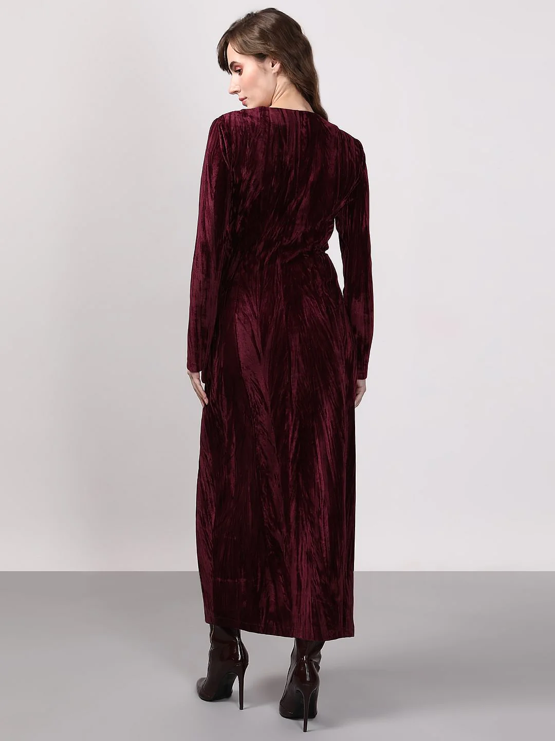 Maroon Velvet Dress - Image 4