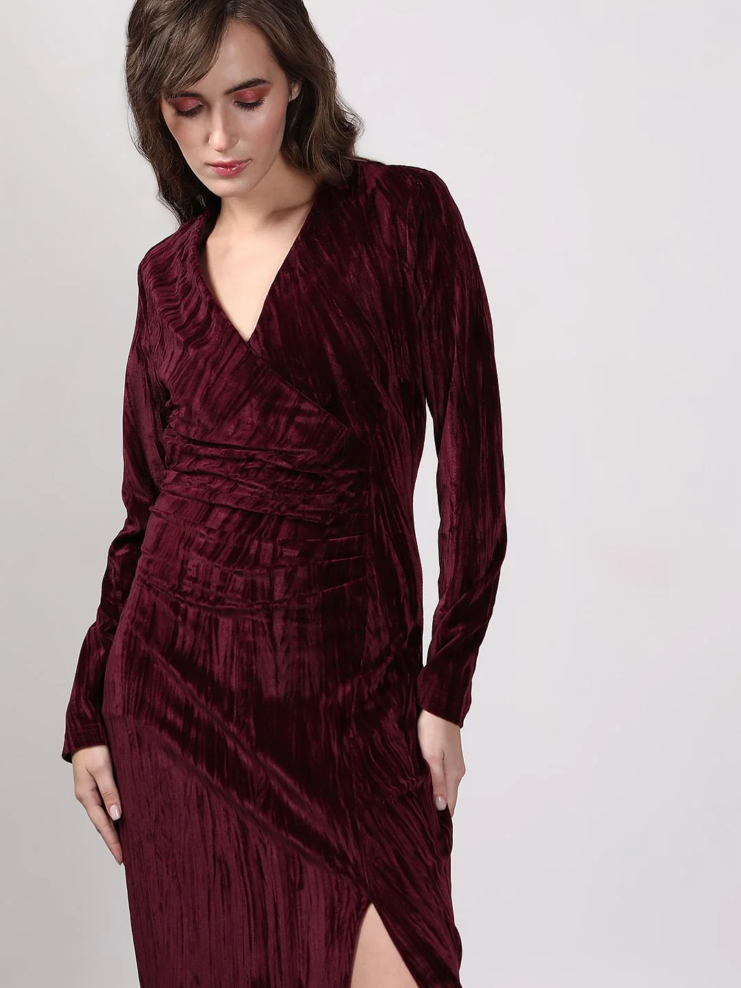 Maroon Velvet Dress - Image 5